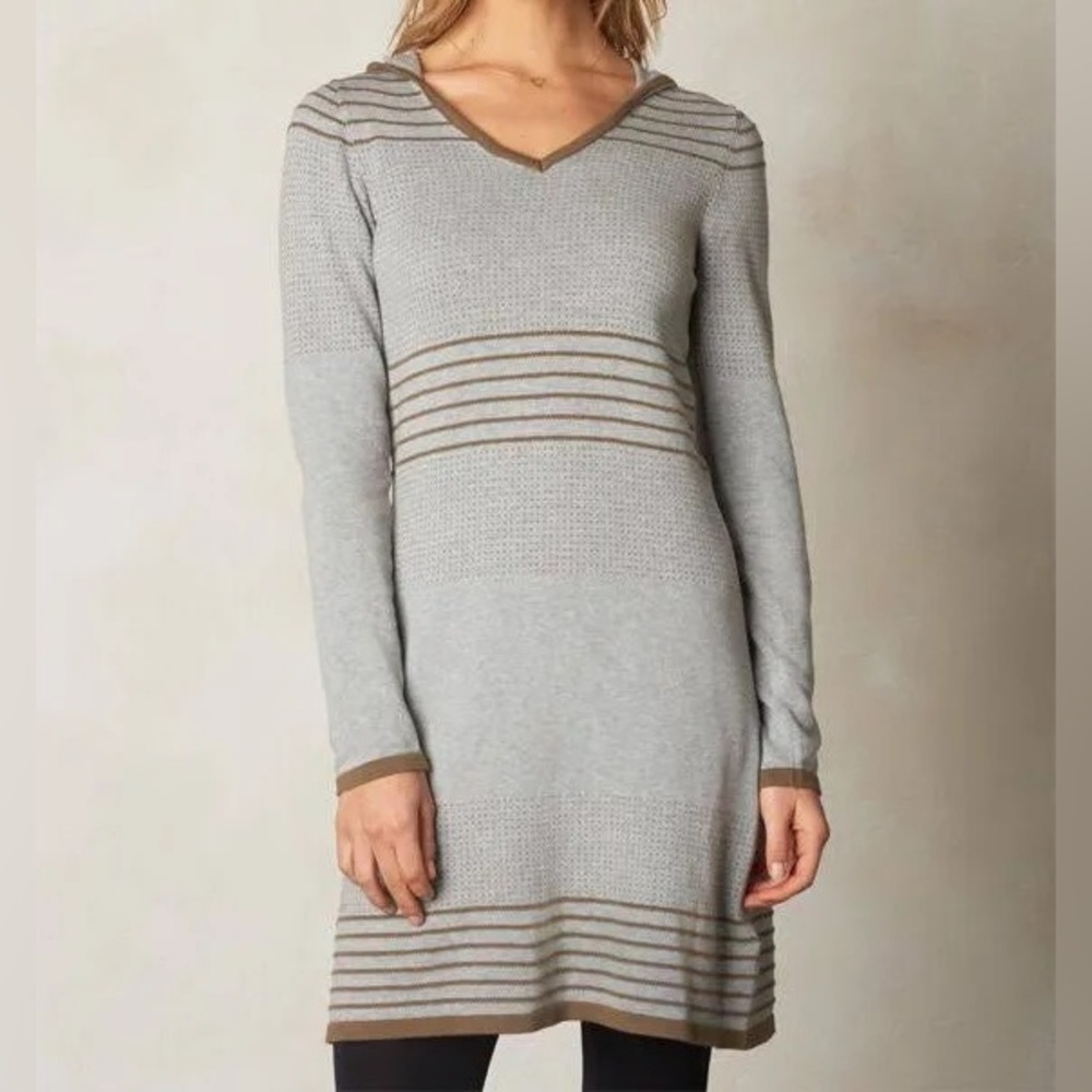 Prana Mariette Hooded Sweater Dress Heather Gray Size XS